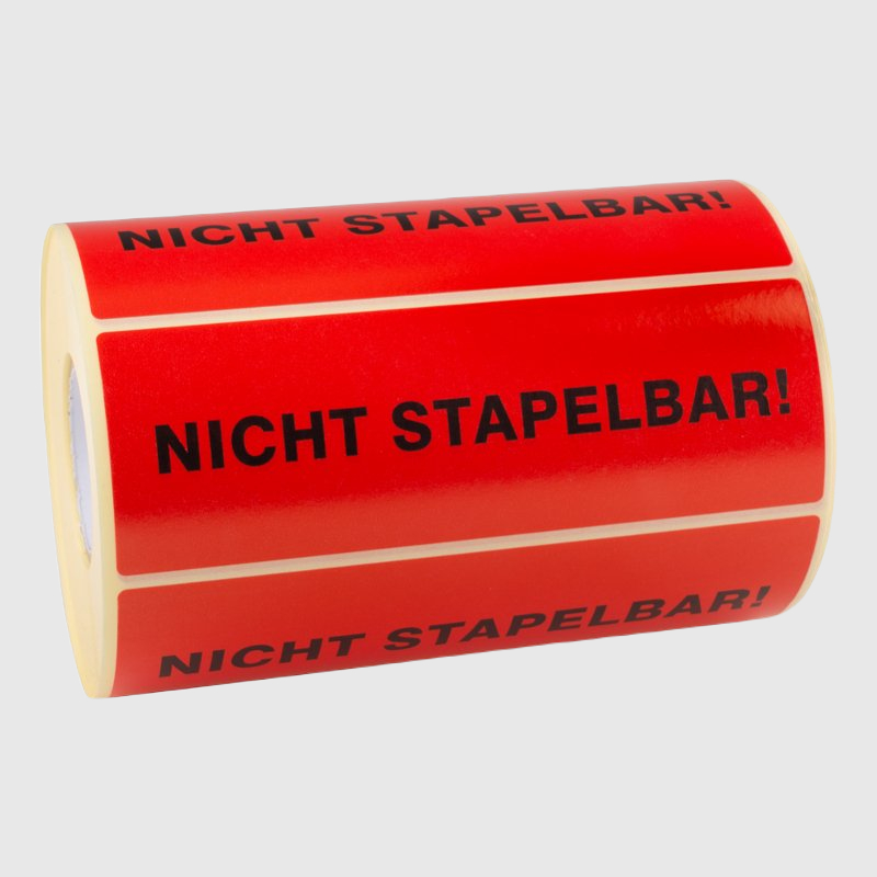 1x Warnetikett "NICHT STAPELBAR" 150 x 50 mm (1000 Etiketten pro Rolle)