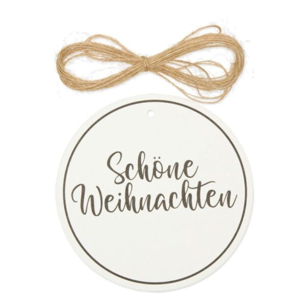 10 x Geschenkanhänger ''Schöne Weihnachten'' Weiß 10 cm