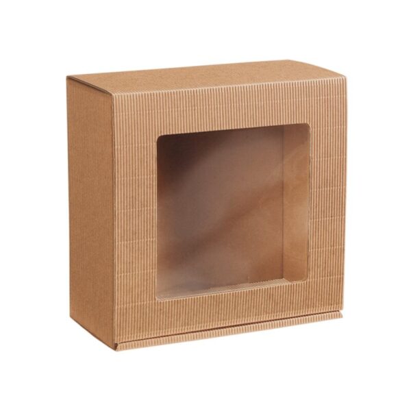 25 x Geschenkbox mit Sichtfenster 198 x 190 x 99 mm (natur)