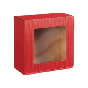 25 x Geschenkbox mit Sichtfenster 198 x 190 x 99 mm (rot)