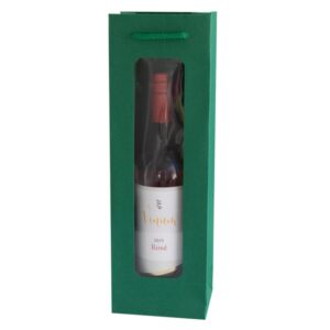 10 x Geschenktüte mit Fenster "Smaragdgrün" für 1 Flasche 370 x 120 x 90