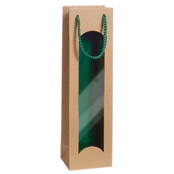 20 x Geschenktüte mit Sichtfenster für 1 Flasche 100 x 80 x 360 mm (Bicol