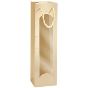 20 x Geschenktüte mit Sichtfenster für 1 Flasche 100 x 80 x 360 mm (Gold)