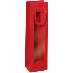 20 x Geschenktüte mit Sichtfenster für 1 Flasche 100 x 80 x 360 mm (Rot)