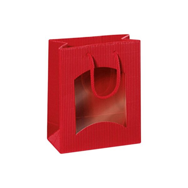 20 x Geschenktüte mit Sichtfenster für 1 Flasche 170 x 85 x 220 mm (Rot)