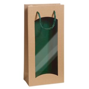 20 x Geschenktüte mit Sichtfenster für 2 Flaschen 170 x 85 x 360 mm (Bico