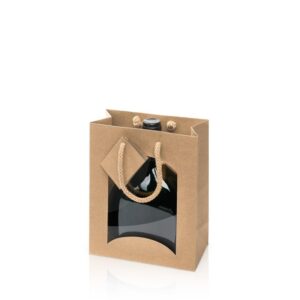 20 x Geschenktüte mit Sichtfenster "Natura Kraftpapier" für 1 Flasche 170