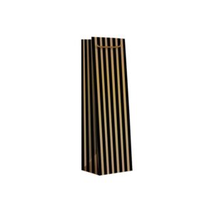 20 x Geschenktüte "Streifen Schwarz/Gold" für 1 Flasche 90 x 85 x 380 mm