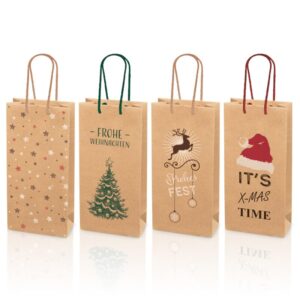 20 x Geschenktüten 4er-Set "Christmas" für 2 Flasche 170 x 85 x 360 mm