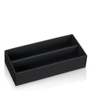 25 x Schatullenboden "Modern Schwarz" für 2 Flaschen 380 x 170 x 90 mm