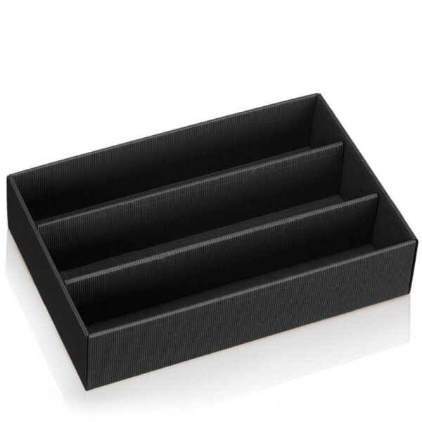 25 x Schatullenboden "Modern Schwarz" für 3 Flaschen 380 x 250 x 90 mm