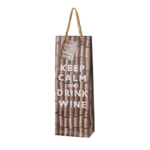 12 x Tragetasche aus Kraftpapier "KEEP CALM & DRINK WINE" für 1 Flasche 12