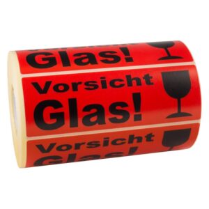 Warnetikett "VORSICHT GLAS" 150 x 50 mm