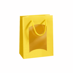 20 x Geschenktüte mit Sichtfenster für 1 Flasche 170 x 185 x 220 mm (gelb