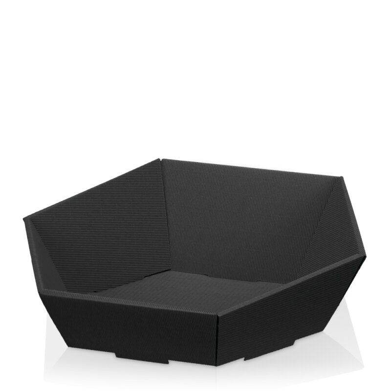 25 x Präsentkorb 6-eckig 465 x 415 x 90/155 mm (Schwarz)