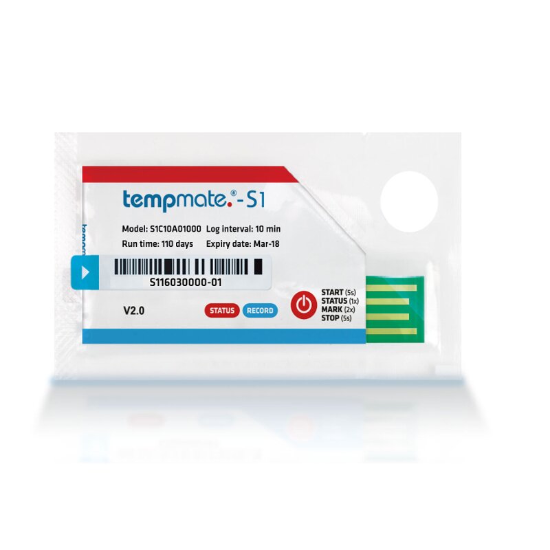 5 x Tempmate S1 V2 Einweg-Temperaturlogger