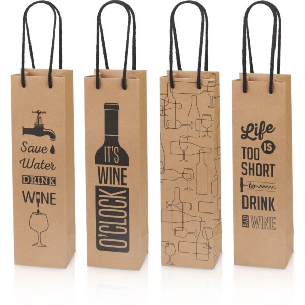 20 x Geschenktüte 4er Set "Wine" 100 x 85 x 360 mm (natur)