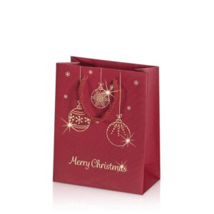 50 x Geschenktüte "Goldkugeln" 170 x 85 x 220 mm (rot)