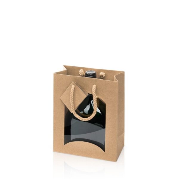 20 x Geschenktüte mit Sichtfenster 170 x 85 x 200 mm (natur)