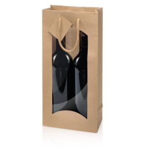 20 x Geschenktüte mit Sichtfenster 170 x 85 x 360 mm (natur)