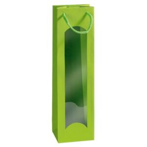 20 x Geschenktüte mit Sichtfenster für 1 Flasche 100 x 80 x 360 mm (Hellg