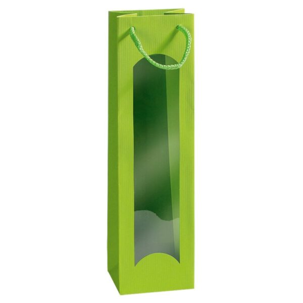 20 x Geschenktüte mit Sichtfenster für 1 Flasche 100 x 80 x 360 mm (Hellg
