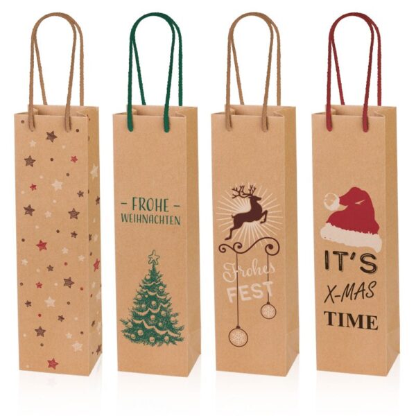 20 x Geschenktüten 4er-Set "Christmas" 100 x 85 x 360 mm (natur)