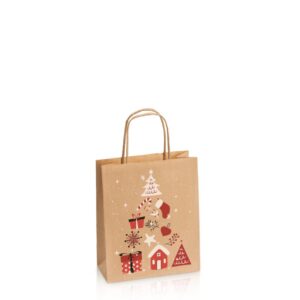 300 x Papiertragetasche "Christmas" 180 x 80 x 220 mm (natur)