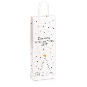 300 x Papiertragetasche "Weihnachtszeit" 140 x 80 x 390 mm (weiß)