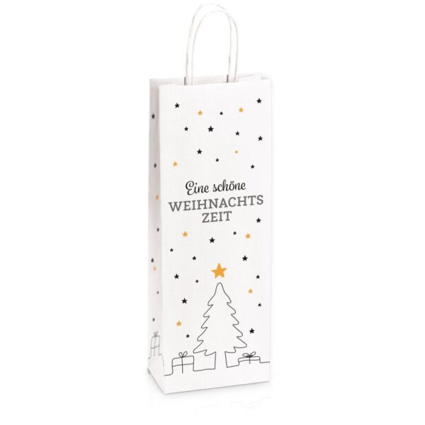 300 x Papiertragetasche "Weihnachtszeit" 140 x 80 x 390 mm (weiß)