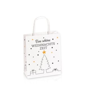 300 x Papiertragetasche Weihnachtszeit" 180 x 80 x 220 mm (weiß)