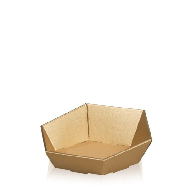 25 x Präsentkorb 6-eckig 290 x 270 x 60/105 mm (Gold)