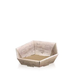 25 x Präsentkorb 6-eckig 290 x 270 x 60/105 mm (Wood)