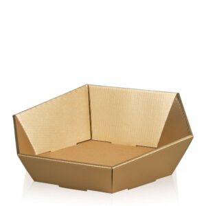 25 x Präsentkorb 6-eckig 465 x 415 x 90/155 mm (Gold)