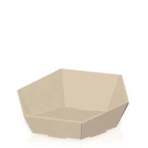 25 x Präsentkorb Graspapier 6-eckig 380 x 340 x 75/130 mm (Natur)