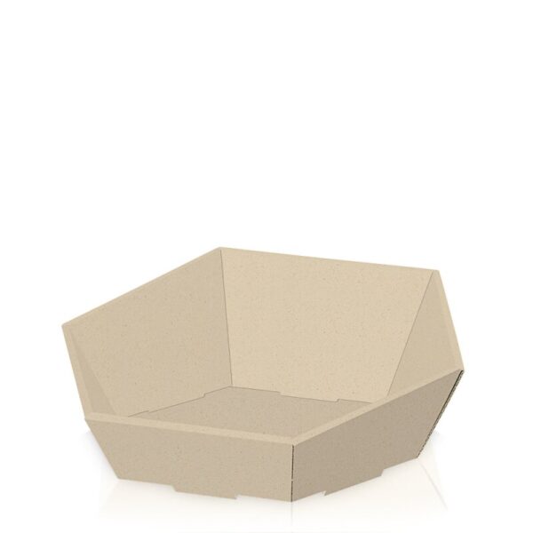 25 x Präsentkorb Graspapier 6-eckig 380 x 340 x 75/130 mm (Natur)