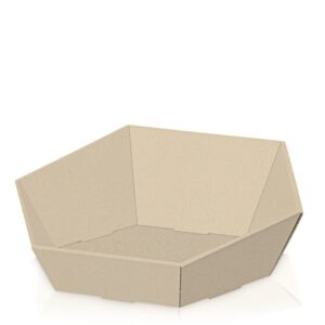 25 x Präsentkorb Graspapier 6-eckig 465 x 415 x 90/155 mm (Natur)