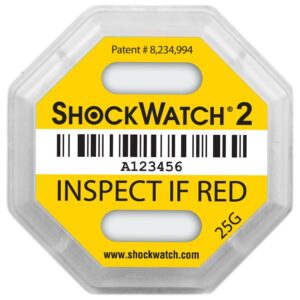 20 x ShockWatch 2 Stoßindikatorlabel mit Warnhinweisaufkleber (gelb)