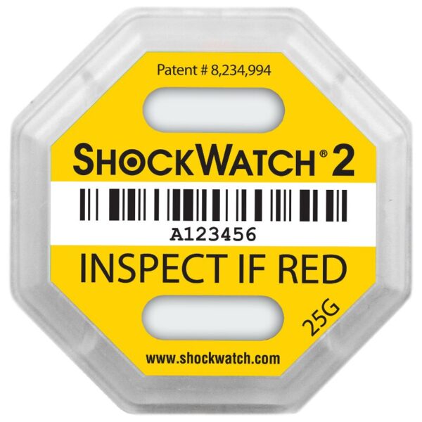 20 x ShockWatch 2 Stoßindikatorlabel mit Warnhinweisaufkleber (gelb)