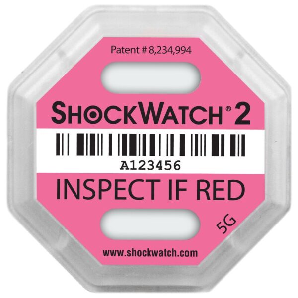 20 x ShockWatch 2 Stoßindikatorlabel mit Warnhinweisaufkleber (pink)