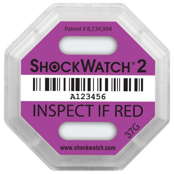 20 x ShockWatch 2 Stoßindikatorlabel mit Warnhinweisaufkleber (violett)