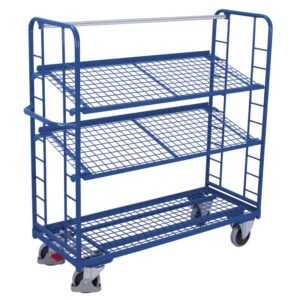 VARIOfit Etagenwagen mit 3 Drahtgitterböden pulverbeschichtet 400 kg