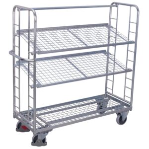 VARIOfit Etagenwagen mit 3 Drahtgitterböden verzinkt 400 kg Traglast